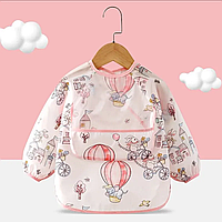 Нагрудник-фартук для прикорму та творчості з рукавами та кишенею р.100/1-3 роки Рожевий