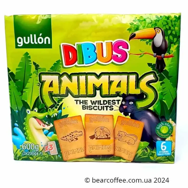 Бісквітне печиво із зображенням тварин Gullon Dibus Animals 600г Іспанія, фото 1