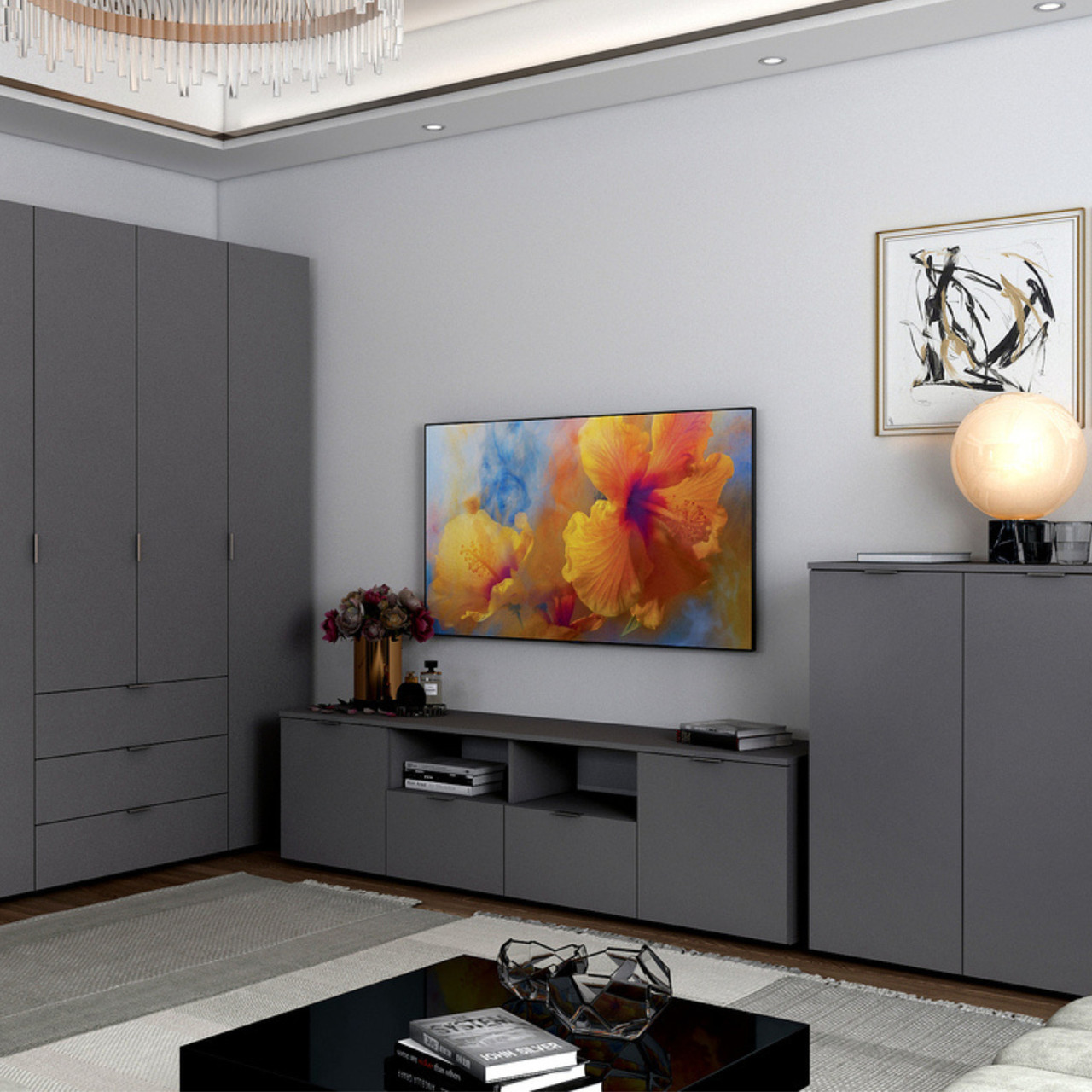 Тумба під ТВ Doros Рон 4 180х38х50 см Графіт (DRS-011299), фото 1