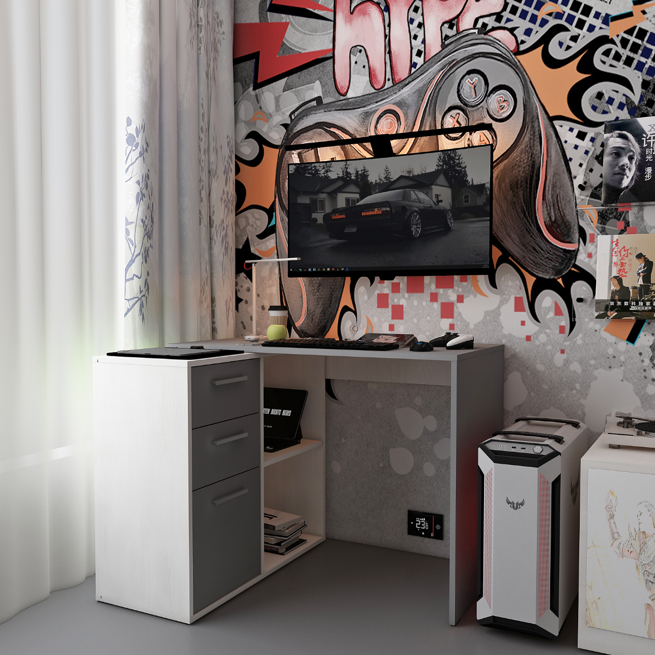 Офісний стіл Doros T8 100х83х75 см Біле дерево/Графіт (DRS-011358), фото 1