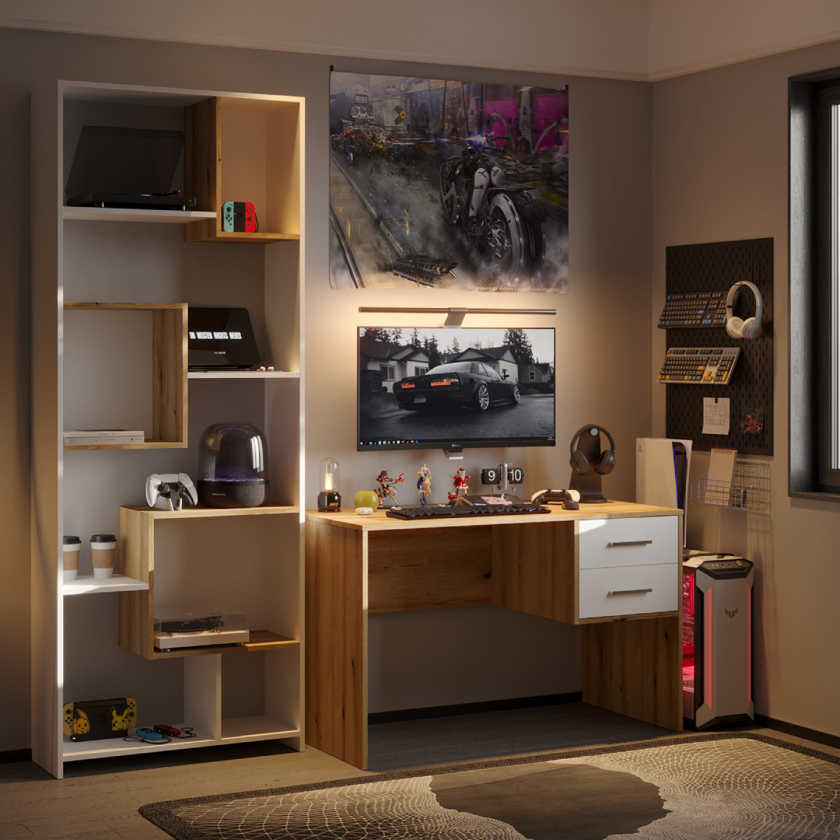 Офісний стіл Doros Т2 120х60х75 см Дуб евок/Білий (DRS-011444), фото 1