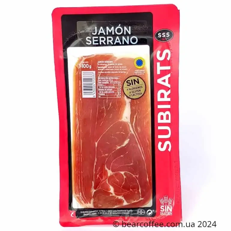 Іспанський хамон Субіратс нарізка Jamon Serrano Subirats 100 г Вакуум