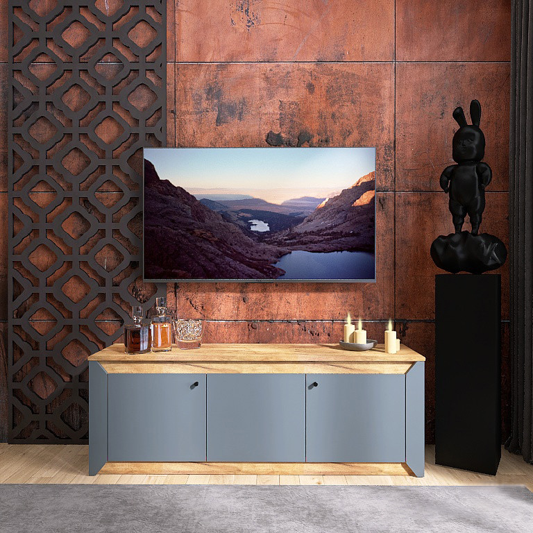 Тумба під телевізор Еверест Нордік ТВ-1500 Графіт + Дуб крафт золотий (DTM-5542), фото 1