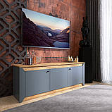 Тумба під телевізор Еверест Нордік ТВ-1500 Графіт + Дуб крафт золотий (DTM-5542), фото 3