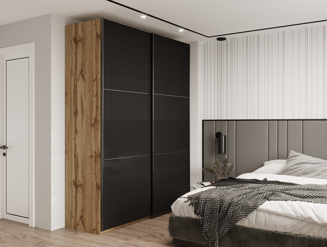 Шафа-купе двохдверна Doros G-Caiser 180х60х240 см Тахо/2 Чорних скла (DRS-011042), фото 1