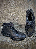Ботинки тактические зимние Комбат черные на евроовчине Военные мужские берцы Ukr-Tec из кожи черные
