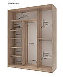 Шафа-купе трьохдверна Doros Сіті Лайт 180х60х225 см Дуб сонома/1 Дзеркало (DRS-011089), фото 4