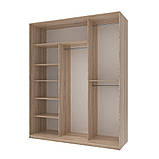 Шафа-купе трьохдверна Doros Сіті Лайт 180х60х225 см Дуб сонома/1 Дзеркало (DRS-011089), фото 3