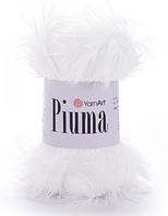 Пряжа Piuma YarnArt(мех)-4401 білий