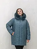 Жіноча зимова куртка великих розмірів із хутром у кольорі марсала. Li-174 у розмірах 56-66, фото 4