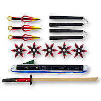 Набір іграшок Ніндзя 11 шт. Катана. Нунчаки. Сюрикени. Кунаї