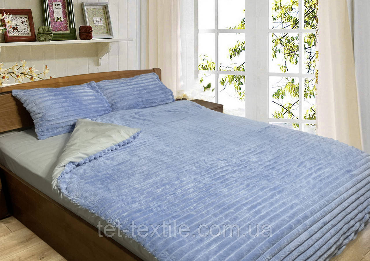 Комплект постільної білизни ТЕТ Шарпей блакитний, бязь + мікрофібра, двоспальний