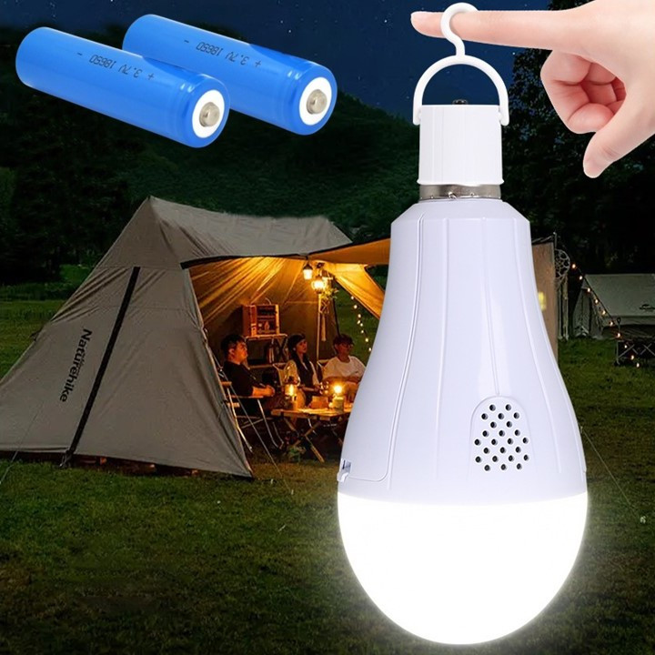 Світлодіодна автономна лампа E27 15W на 2 акумулятори 18650 Emergency Smart Light Bulbs, фото 1