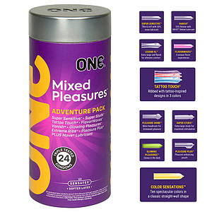 Презервативи ONE Mixed Pleasures 24 штуки 8 різних видів