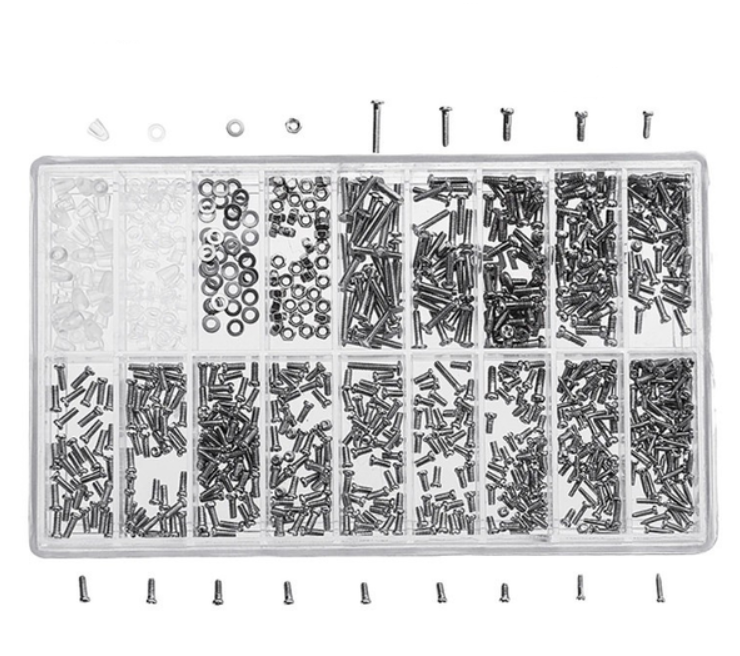 Набір гвинтів, гайок, шайб для ремонту окулярів, годинника 9425, 1000 шт., фото 1
