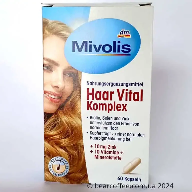 Вітаміни для волосся Mivolis Haar Vital Komplex 60 капсул, Вітаміни та харчові добавки