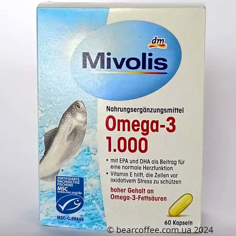 Риб'ячий жир Mivolis Omega-3 60 капсул, Вітаміни та харчові добавки