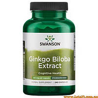 Гінкго Білоба для мотивації інтелекту мозку пам'яті пам'яті дітей судин мозкового кровообігу Swanson Ginkgo Biloba 240 капсул