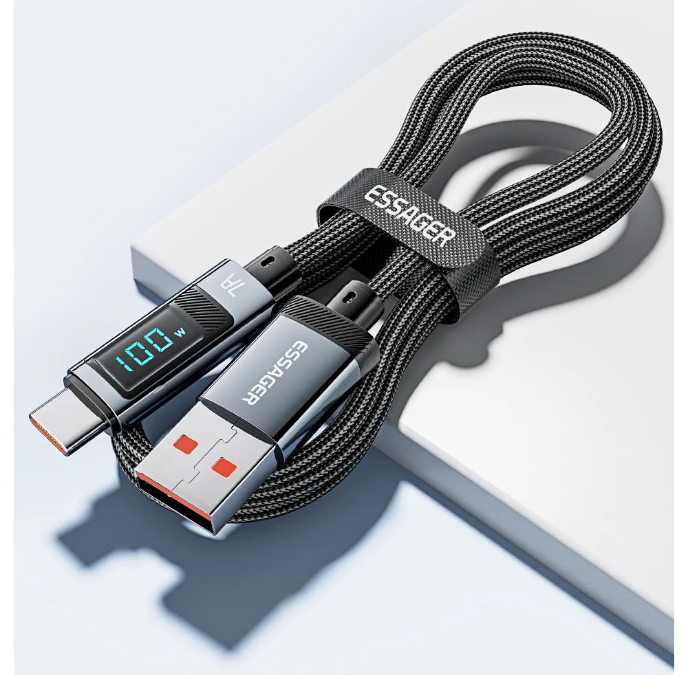 Essager кабель USB Type-C 100 Вт 7A з цифровим дисплеєм потужності 2 метри