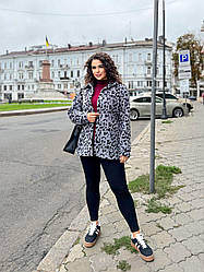 Тепла жіноча сорочка Леопардова сіра Oversize