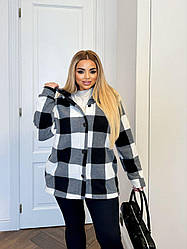 Тепла жіноча сорочка в клітинку Oversize