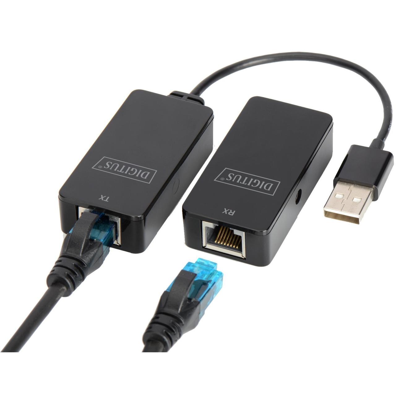 Подовжувач DIGITUS USB 2.0 - UTP Cat5 50м чорний