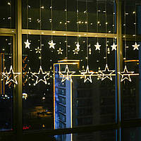 Новорічні світлодіодні гірлянди зірки 12 шт, Новорічні гірлянди для прикраси будинку, Гірлянда led зірки