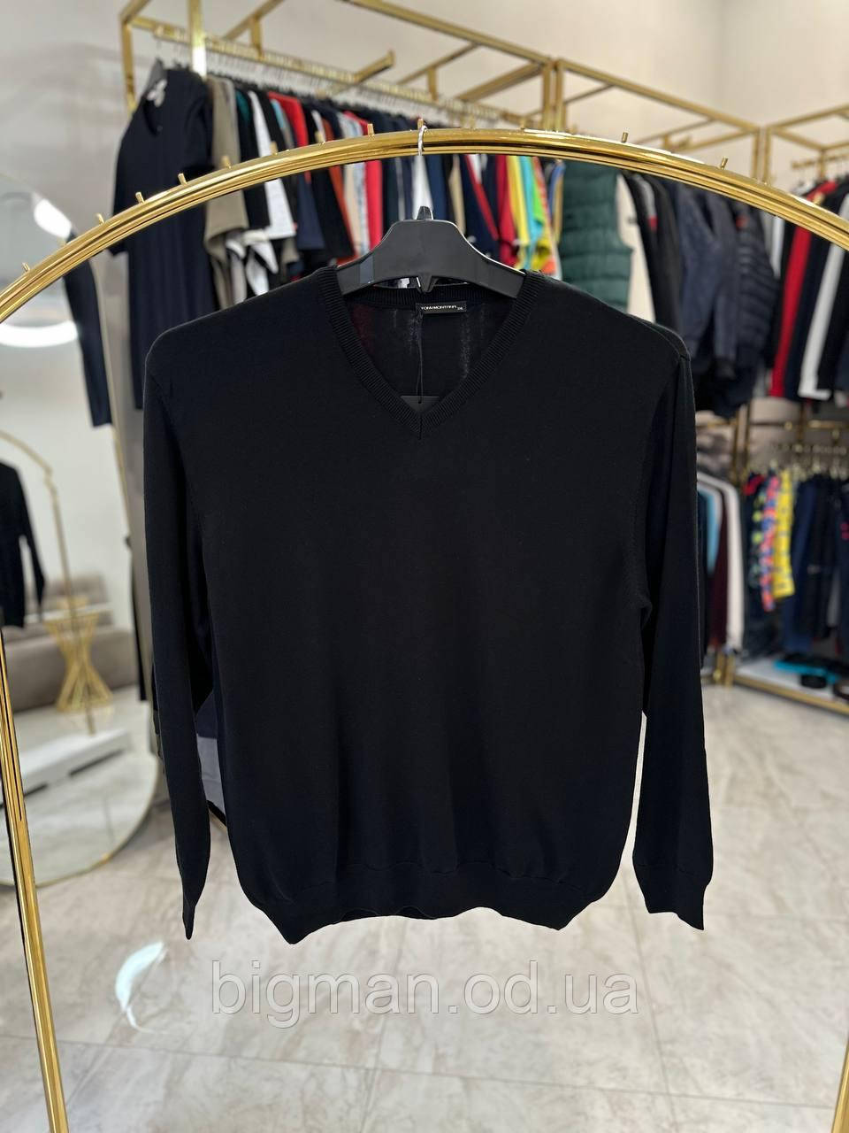 Чоловічий светр V-виріз Tony Montana 3044 (батал) 3-7XL чорний