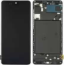 Дисплей Samsung A715 Galaxy A71 (2020) із сенсором та рамкою, чорний Incell | модуль