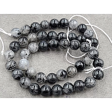 Намистини Рутиловий Кварц чорний 8,5мм