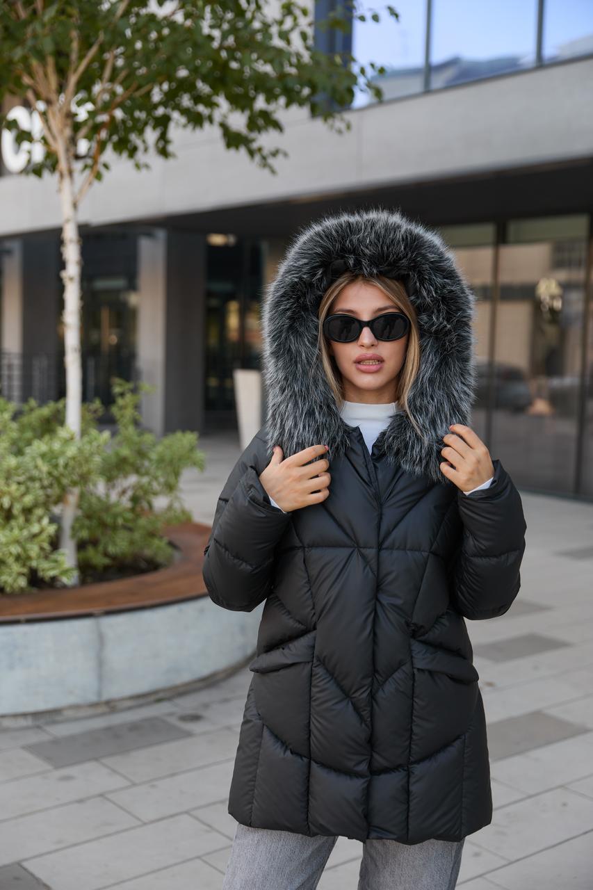 Зимова брендова чорна коротка жіноча тепла зручна куртка пуховик, фото 1