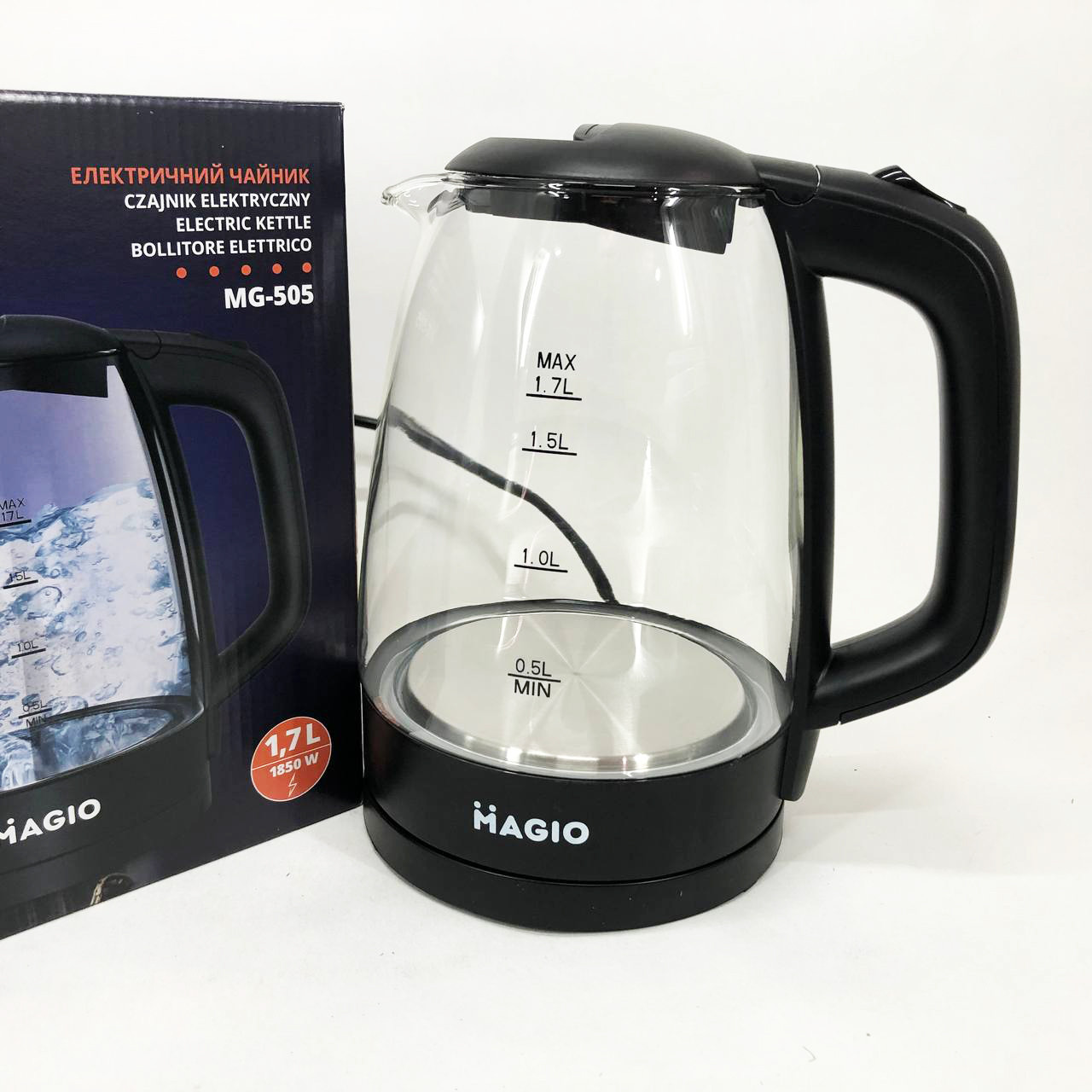 Електрочайник з led підсвічуванням, Електрочайник скляний з підсвічуванням потужний NT-24, фото 1