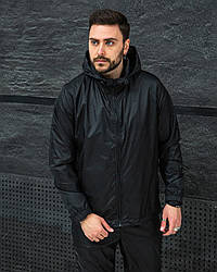 Чоловіча чорна вітровка однотонна плащівка