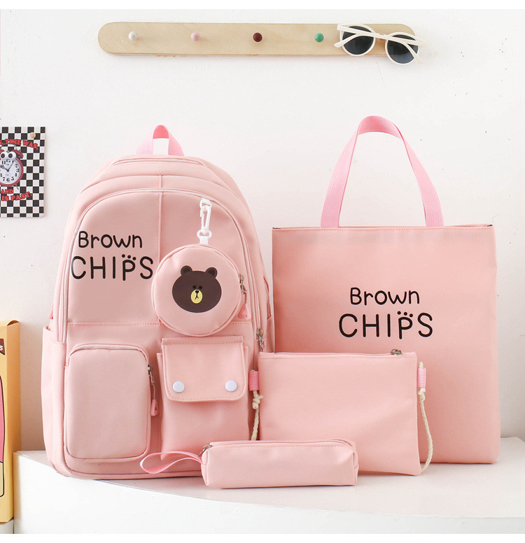 (немає кулона) Рюкзак дівчина 5в1 нейлонова тканина нові сумки для дівчаток Еко сумка міський стильний гурт, фото 1