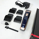 Бритва для бороди Gemei GM-6005, Чоловічий набір для стрижки волосся акумуляторний YC-17, фото 5