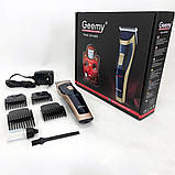 Бритва для бороди Gemei GM-6005, Чоловічий набір для стрижки волосся акумуляторний YC-17, фото 7