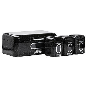 Набір 4 штуки для зберігання продуктів з нержавіючої сталі Haus Roland чорний граніт