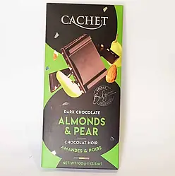 Cachet Almonds Pear бельгійський чорний шоколад з мигдалем та грушею 100г
