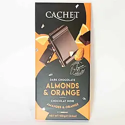 Cachet Orange Almonds бельгійський чорний шоколад з апельсином та мигдалем 100г