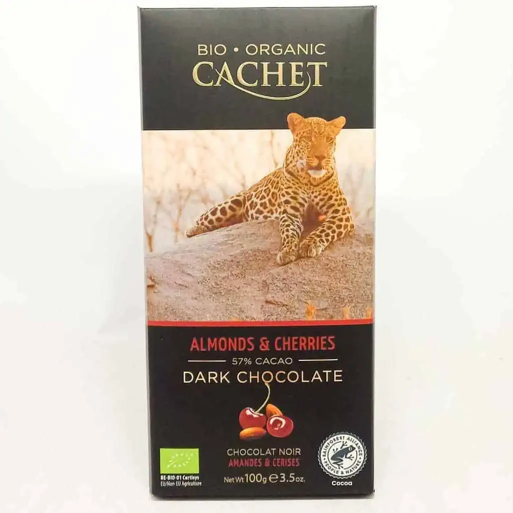 Cachet Almonds Cherries Bio organic Dark Chocolate органічний чорний шоколад з мигдалем та вишнею 90г Бельгія