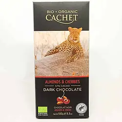 Cachet Almonds Cherries Bio organic Dark Chocolate органічний чорний шоколад з мигдалем та вишнею 90г Бельгія