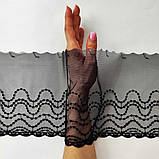 Ажурне мереживо вишивка на сітці: чорна нитка на чорній сітці, ширина 19 см, фото 2