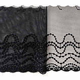 Ажурне мереживо вишивка на сітці: чорна нитка на чорній сітці, ширина 19 см, фото 6