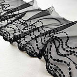 Ажурне мереживо вишивка на сітці: чорна нитка на чорній сітці, ширина 19 см, фото 4