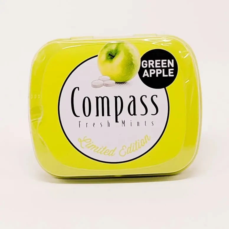 Льодяники з смаком яблука Compass Green Apple 12шт по 14g без цукру Німеччина