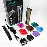 Машинка для стрижки волосся домашня VGR, Бритва триммер для чоловіків Машинка чоловіча гоління VD-41, фото 6