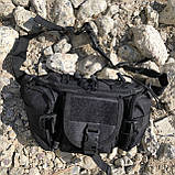 Чоловіча тактична сумка барсетка, Чорна сумка чоловіча тактична нагрудна сумка-слінг TI-44, фото 8