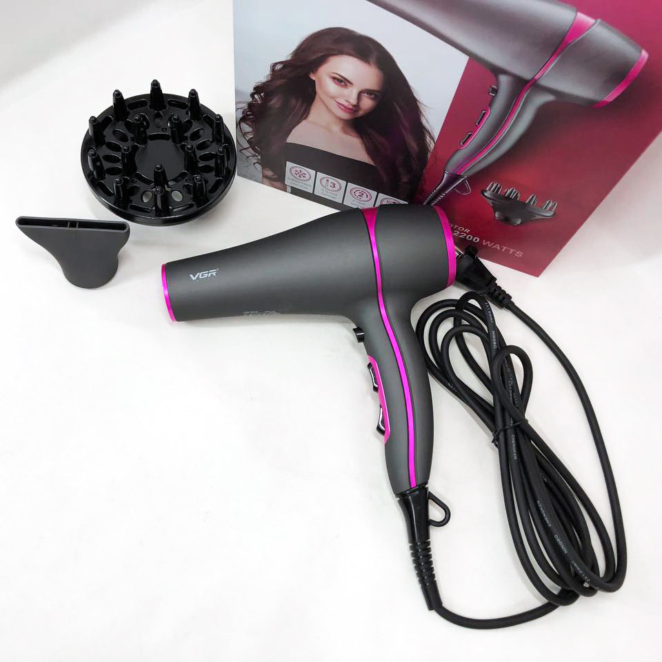 Фен для різних типів волосся, Фен з іонізацією і термозахистом, Фен дорожній для ламкого волосся JP-32, фото 1