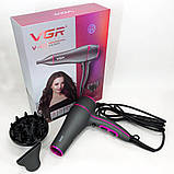 Фен для різних типів волосся, Фен з іонізацією і термозахистом, Фен дорожній для ламкого волосся JP-32, фото 8