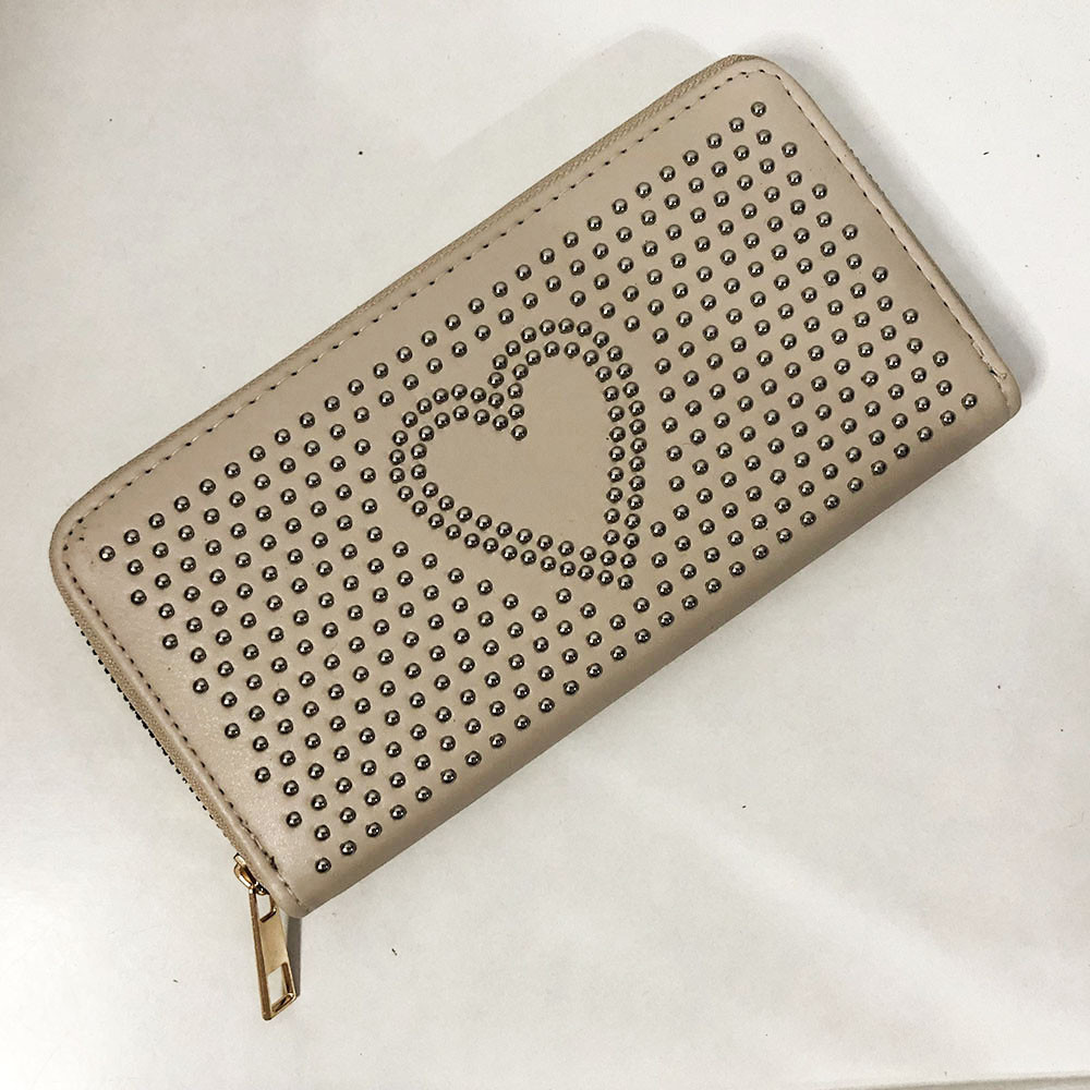 Гаманець з еко шкіри з орнаментом серця. Колір бежевий SR-89, фото 1